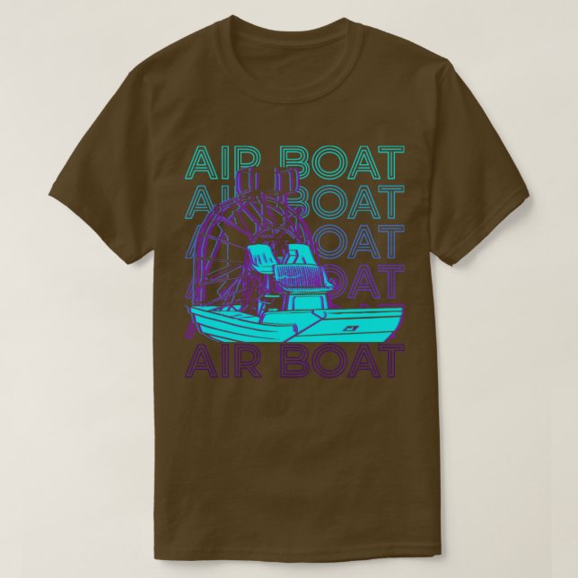 Luft Boat Airboat-flygplan som flyger med Fanboat  T Shirt (Design framsida)