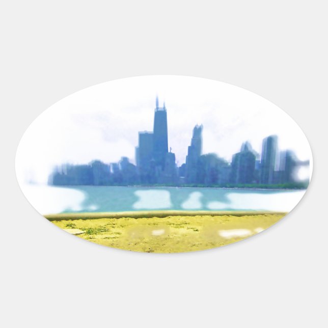 Luft Brushed Chicago Ovalt Klistermärke (Framsida)