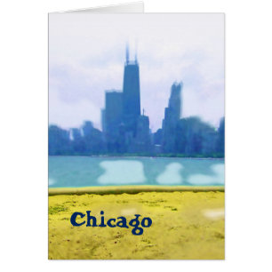 Luft Brushed Chicago Skyline Art Hälsningskort