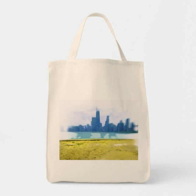 Luft Brushed Chicago Skyline Art Tygkasse (Framsidan)
