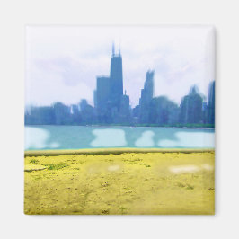 Luft Brushed Chicago Skyline Magnet