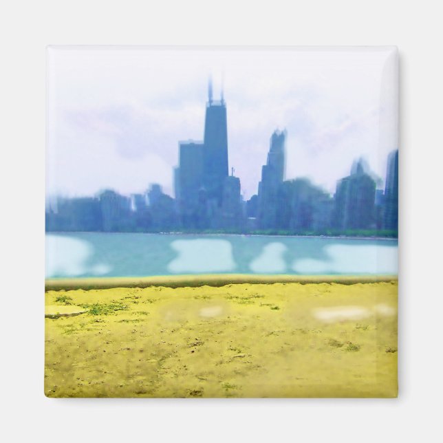 Luft Brushed Chicago Skyline Magnet (Framsidan)