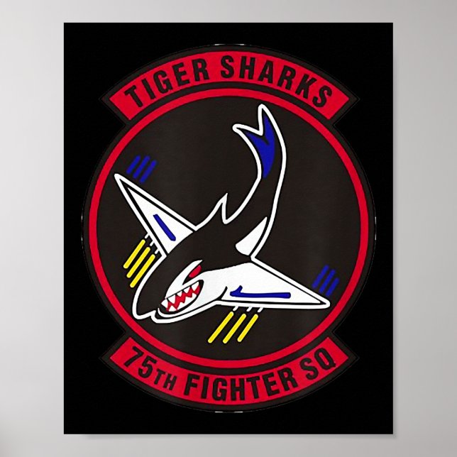 Luft Ce 75:e Fighter Squadron Insignia Tiger Shark Poster (Framsidan)