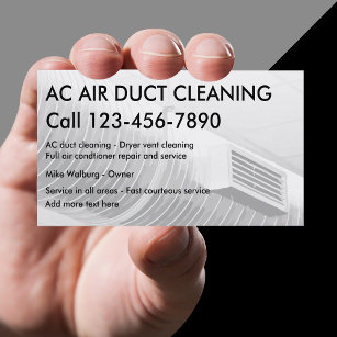 Luft Duct-Städning företagskort Visitkort