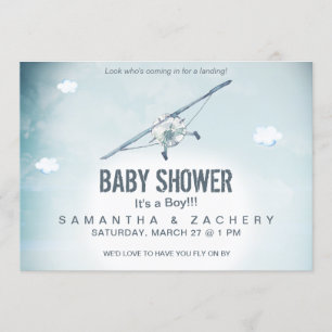 *~* Luft Flygplan moln Pojke Shower för Himmel Inbjudningar