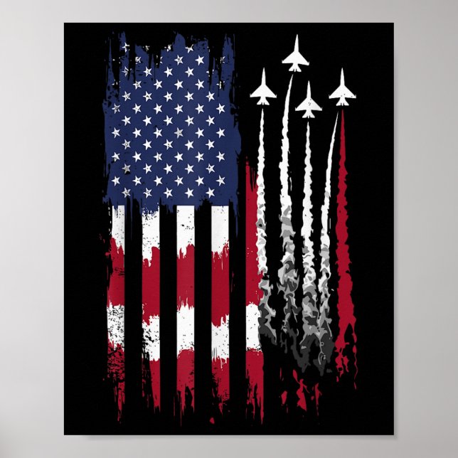 Luft Force American Flagga Patriotic Rött vitt blå Poster (Framsidan)