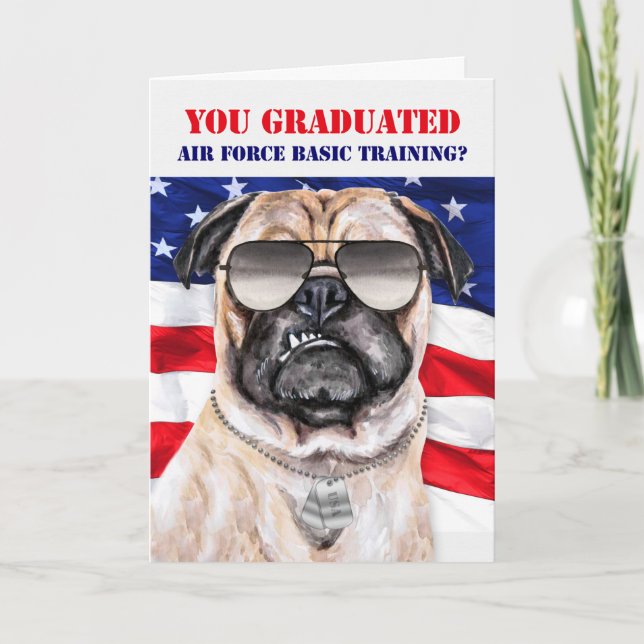 Luft Force Basic Training Funny Pug Hund Student Kort (Framsida)