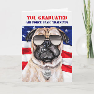 Luft Force Basic Training Funny Pug Hund Student Kort