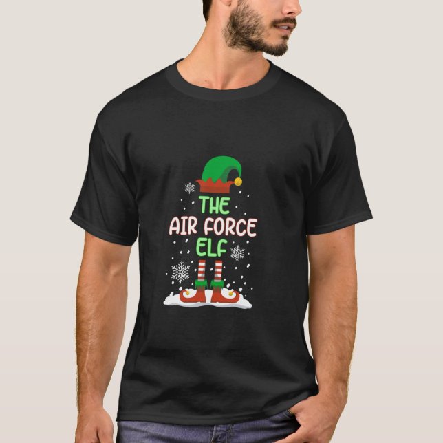Luft Force Elf Funny-familjen som matchar jul T Shirt (Framsida)