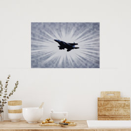 Luft Force F 15 Fighter Jet i Himlar Burst Art Pos Poster
