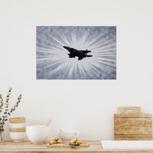 Luft Force F 15 Fighter Jet i Himlar Burst Art Pos Poster