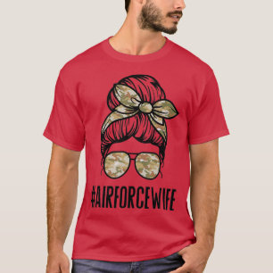 Luft Force Maka Messy Bun Sunglass Militärfru T Shirt