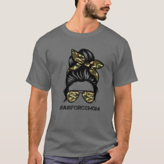 Luft Force Mamma Messy Bun Sunglass Militär Mamma T Shirt