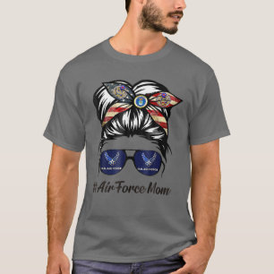 Luft Force Mamma Messy Bun Sunglass Militär Mamma T Shirt