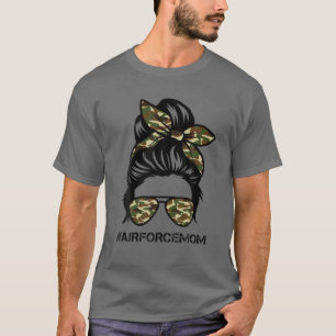 Luft Force Mamma Messy Bun Sunglass Militär Mamma T Shirt