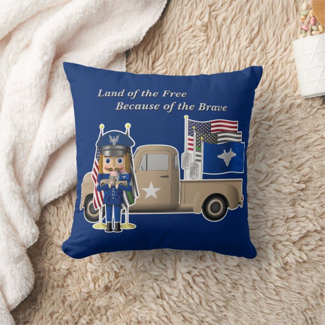 Luft Force Nutcracker med liten militär Lastbil Kudde (Filt)