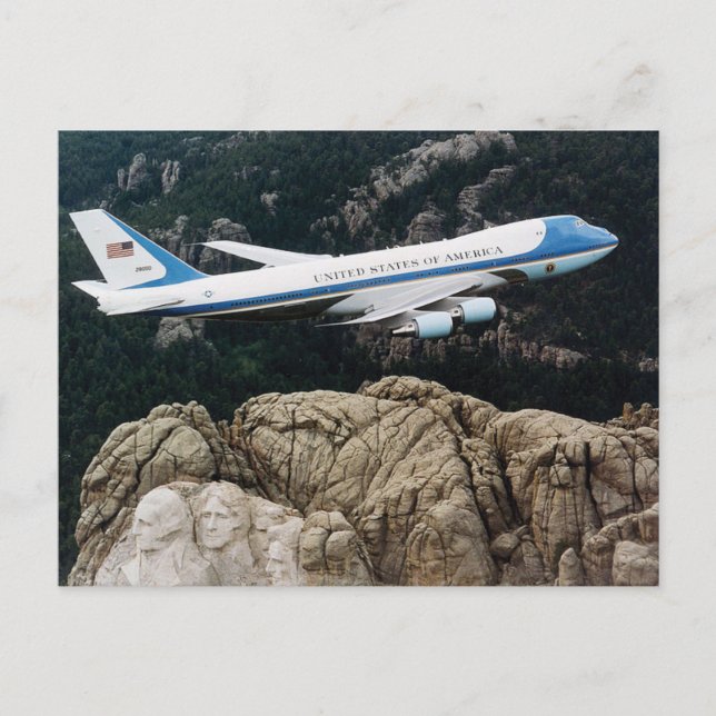 Luft Force One över Mt Rushmore Vykort (Framsida)