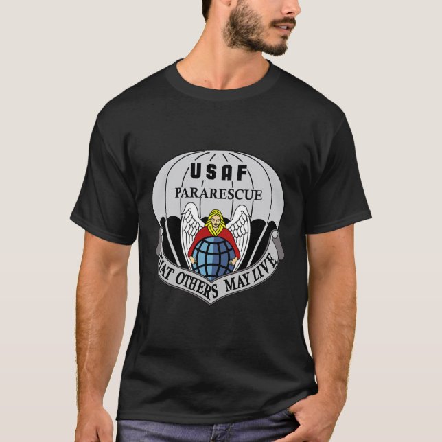 Luft Force Pararescue Insignia PJ Militär Veteran T Shirt (Framsida)