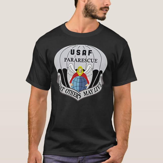 Luft Force Pararescue PJ Militär Veteran Morale T Shirt (Framsida)