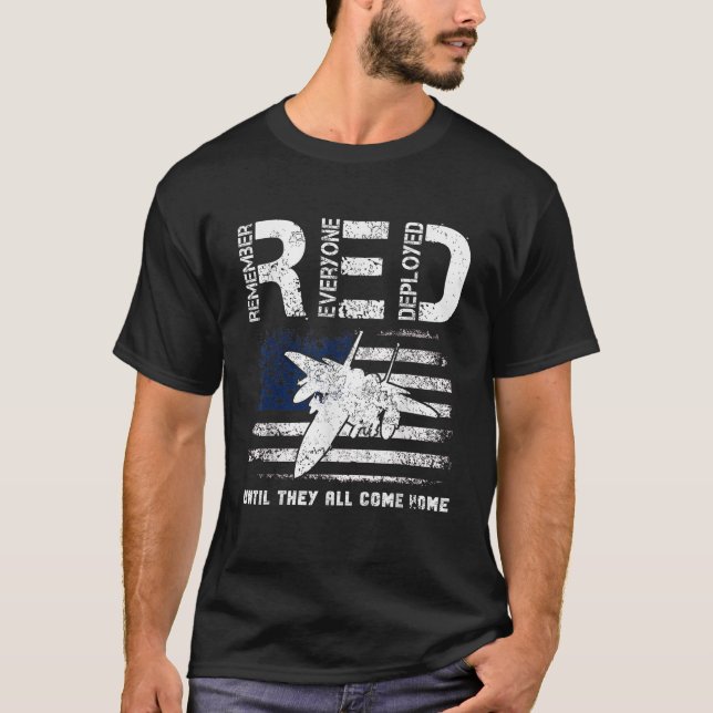 Luft Force USAF US Flagga Veteran RED Fredag Milit T Shirt (Framsida)