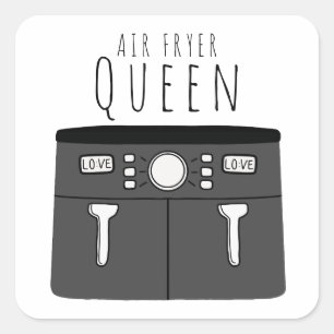 Luft Fryer Queen Sticker Fyrkantigt Klistermärke