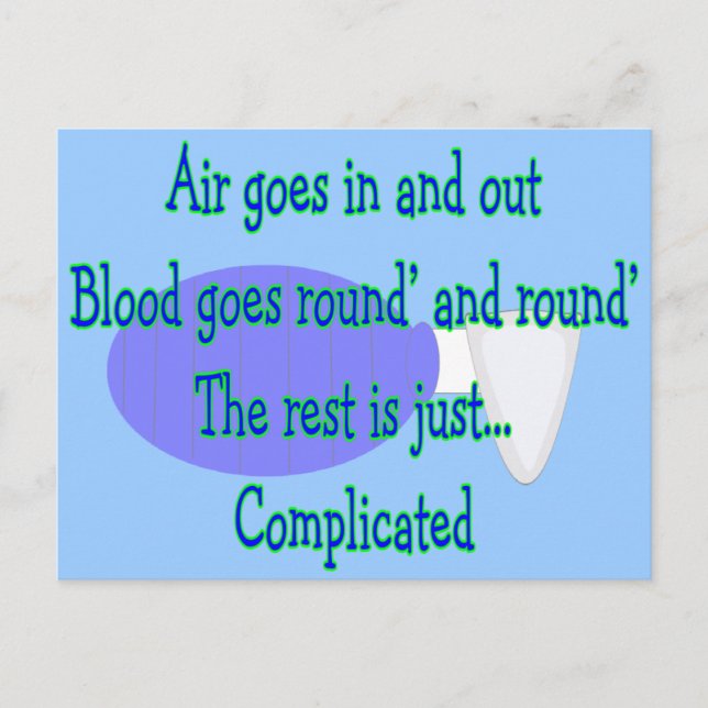 Luft går och ut... Resten är komplicerad Vykort (Framsida)