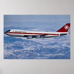 Luft Kanada 747 över Rocky mountains Poster