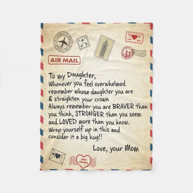 Luft Mail till min dotter  Fleecefilt (Framsidan)