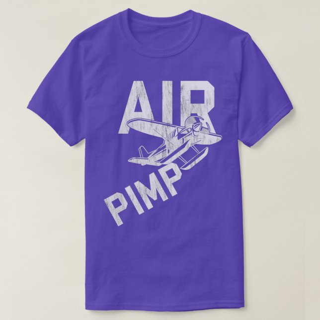 Luft Pimp Pilot Funny Distress T Shirt (Design framsida)