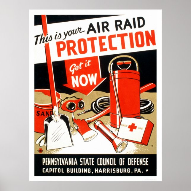 Luft Raid Protection 1943 WPA Poster (Framsidan)