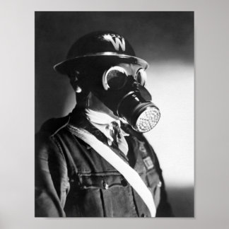 Luft Raid Warden WMask - WW2 Poster