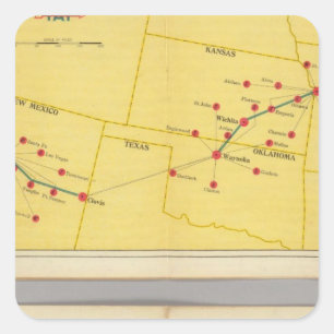 Luft Route från Los Angeles till Columbus Fyrkantigt Klistermärke