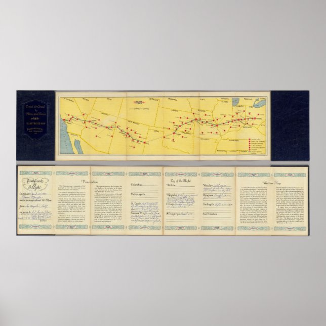 Luft Route från Los Angeles till Columbus Poster (Framsidan)