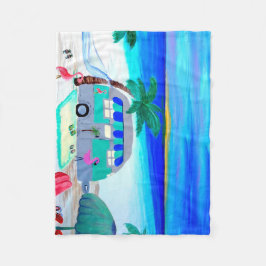 Luft-strålkamper på strandtäcket fleecefilt