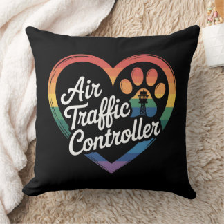 Luft Traffic Controller Rainbow Heart Kudde