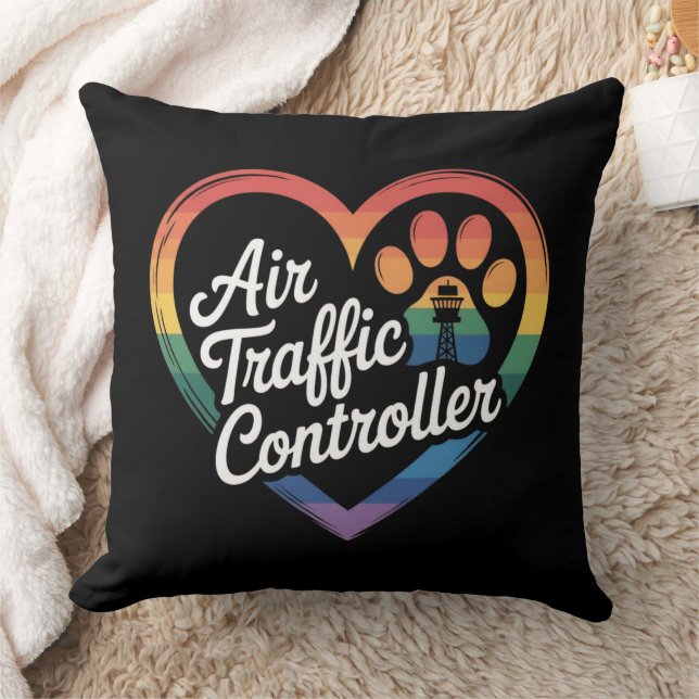 Luft Traffic Controller Rainbow Heart Kudde (Filt)
