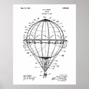 Luftballong 1925: Patent Art Poster White