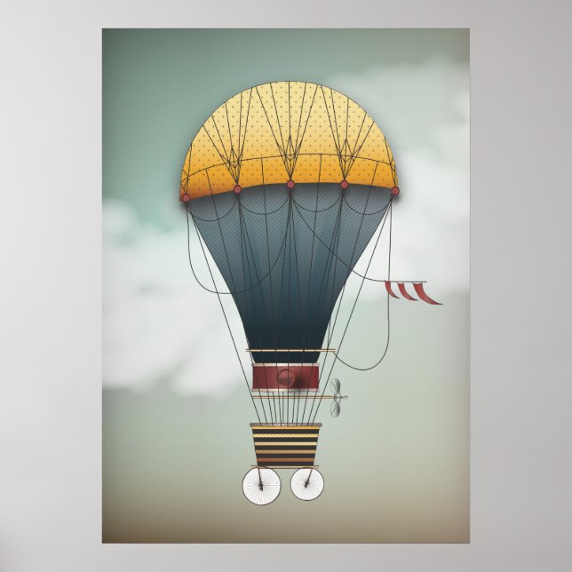 Luftballong Airship Abeelle | Steampunk Travel Poster (Framsidan)