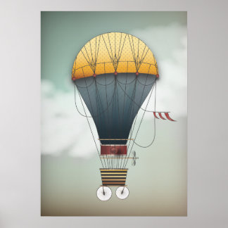 Luftballong Airship Abeelle | Steampunk Travel Poster
