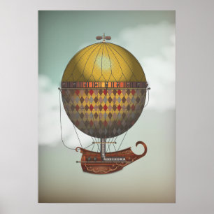 Luftballong Airship Nautisme Steampunk Travel Poster