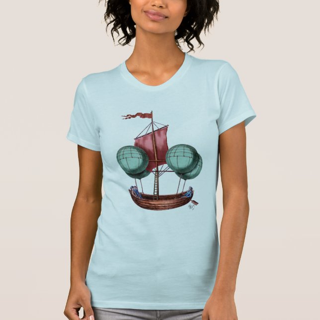 Luftballong Airship with Red Sail T-shirt (Framsida)