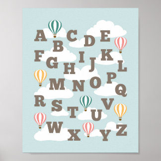 Luftballong Alphabet Nursery Wall Art-utskrift Poster