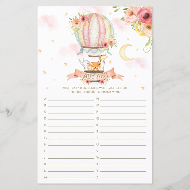 Luftballong Animals Baby ABC Baby Shower Game (Framsida)