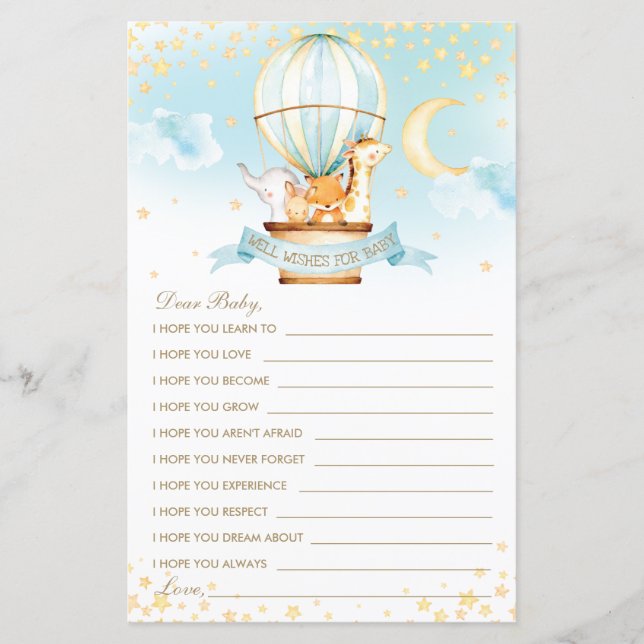 Luftballong Animals Önskemål för Baby Card (Framsida)