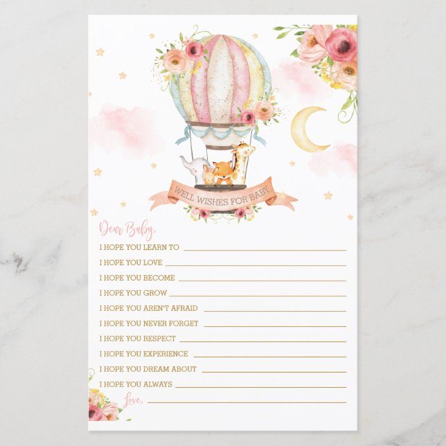 Luftballong Animals Önskemål för Baby-meddelande (Framsida)