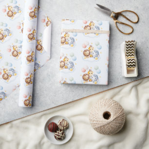 Luftballong Animals Pojke Baby Shower Presentpapper