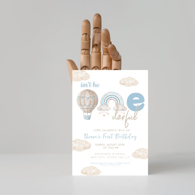 Luftballong är inte regnbåge 1:a födelsedag inbjudningar (Skapare uppladdad)