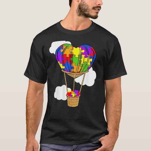 Luftballong Autism Awareness Cute Heart Puzzle T Shirt (Framsida)