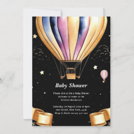 Luftballong Äventyr Baby Shower Inbjudningar