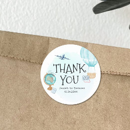 Luftballong Äventyr Blue 1:a födelsedag tack Runt Klistermärke